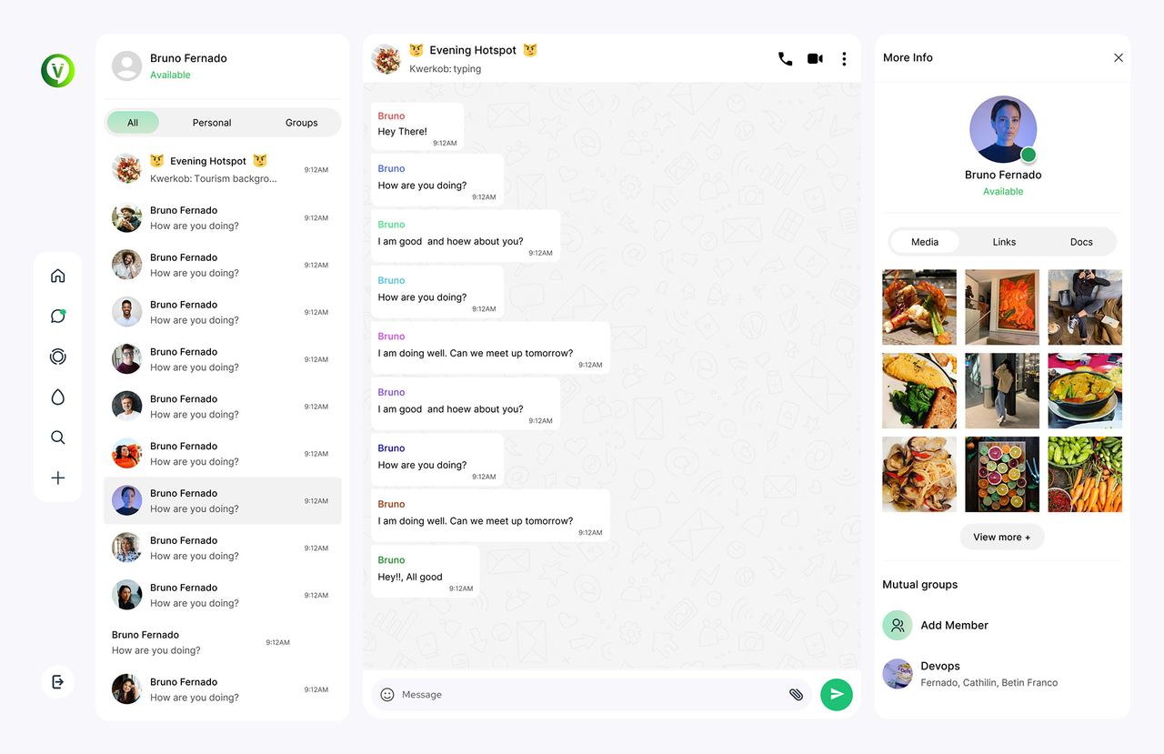 Voizzit chat — contact info panel
