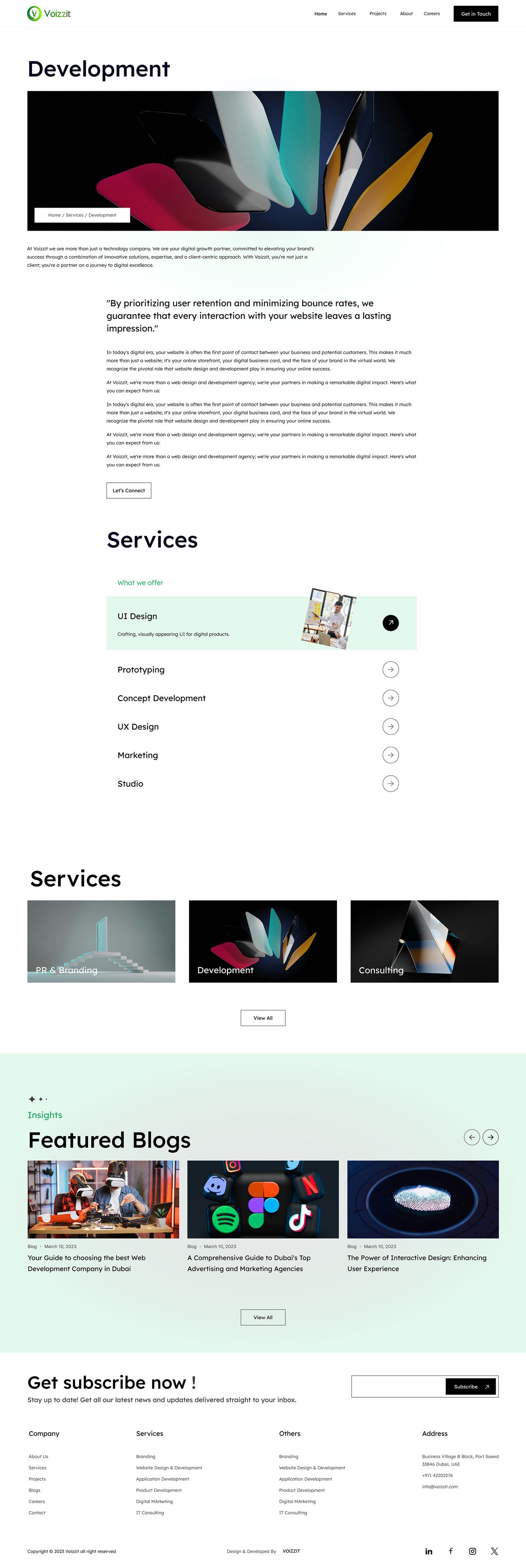 Corporate website — home page