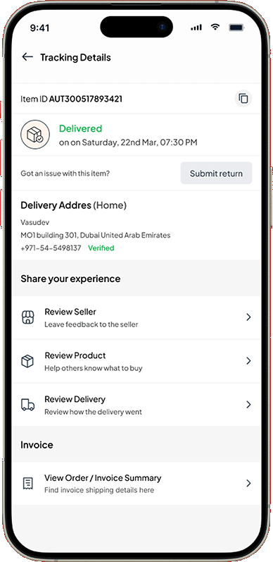 Automarto app — order tracking
