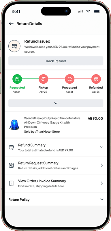 Automarto app — return details