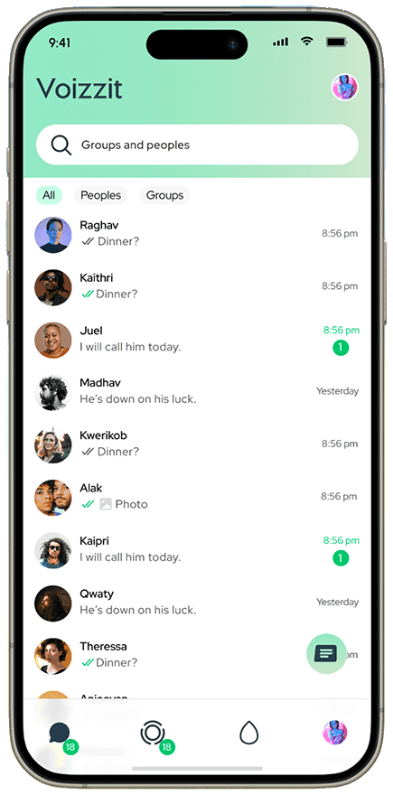 Voizzit chat — conversation list