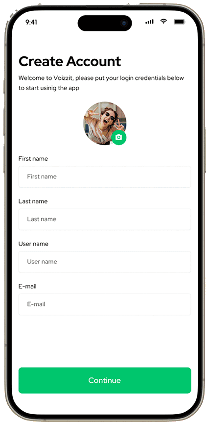 Voizzit chat — create account
