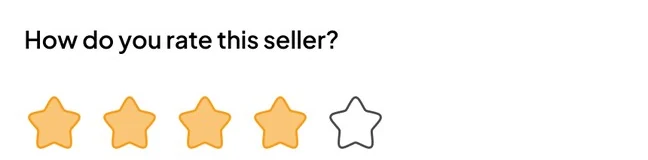 Five-star rating row for a seller review