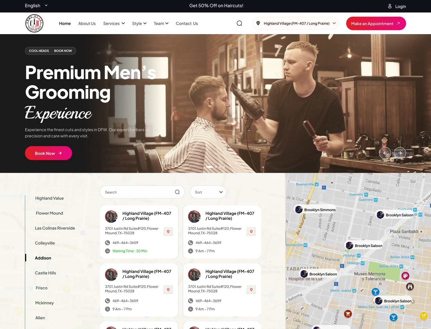 Final design of the home page