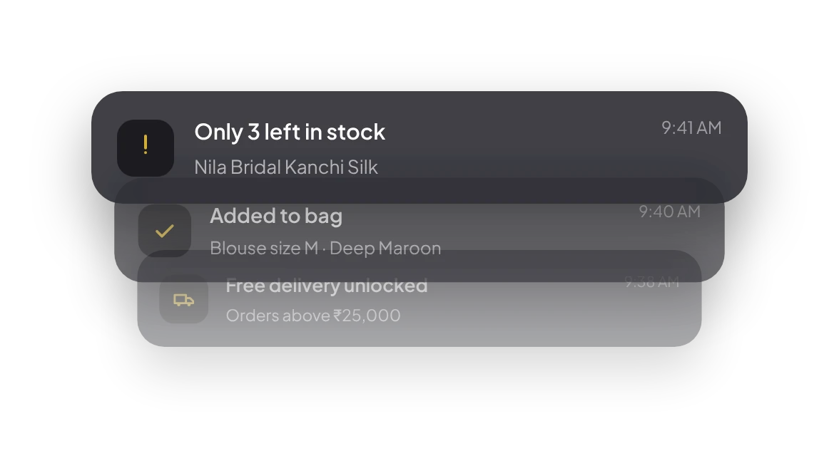 Stacked stock alert notifications