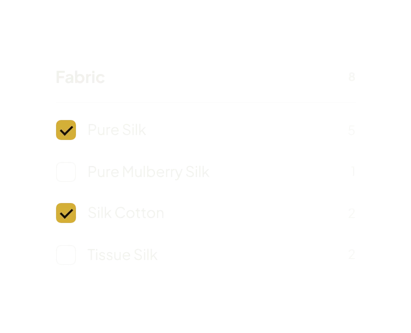Fabric filter with checkboxes and item counts