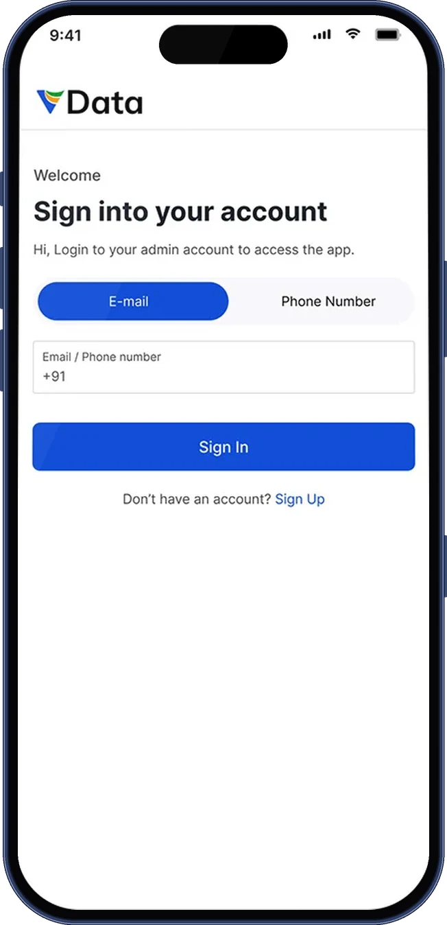 Sign-in screen with an E-mail or Phone Number switch (iPhone 17 Pro)