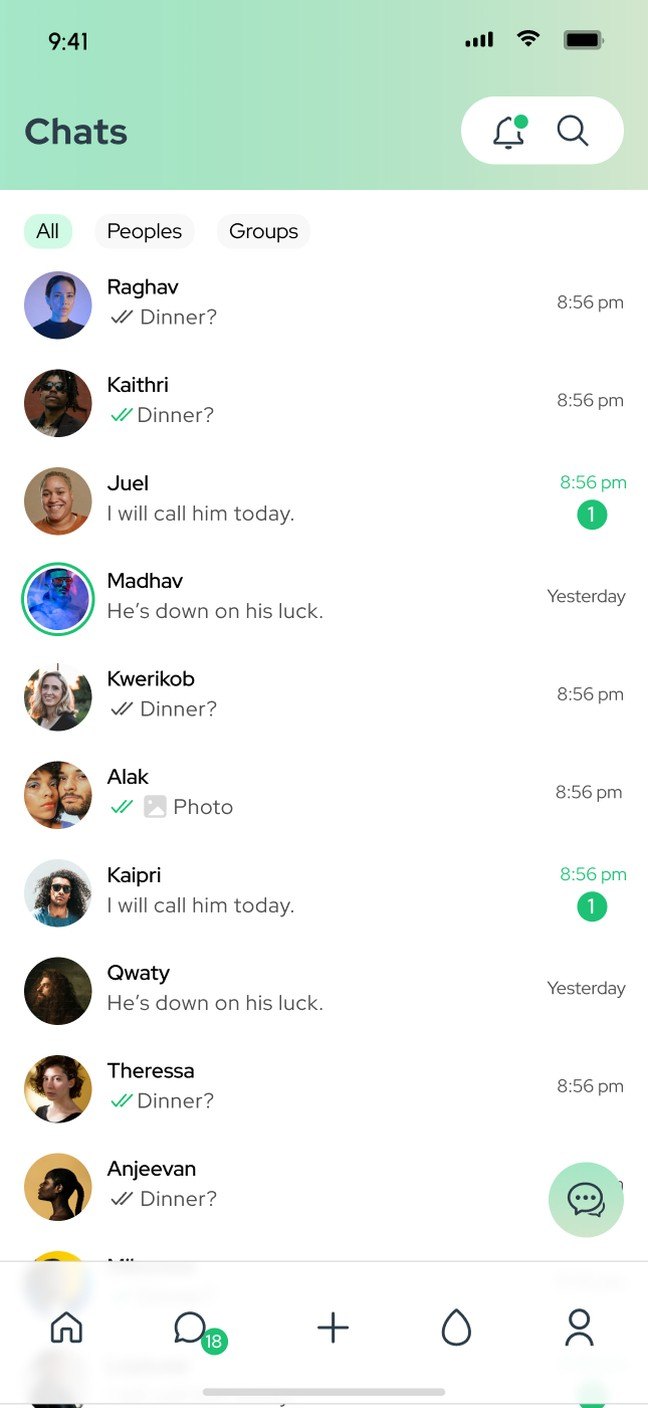 Final design of the chats screen